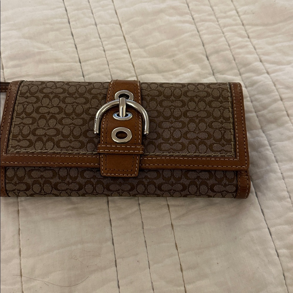 Coach GUC Vintage CC monogram long wallet with check book leather accessory
